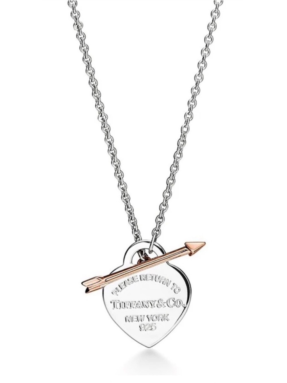 Tiffany & Co. Heart Tag Arrow Necklace — Silver & Rose Gold-Tone